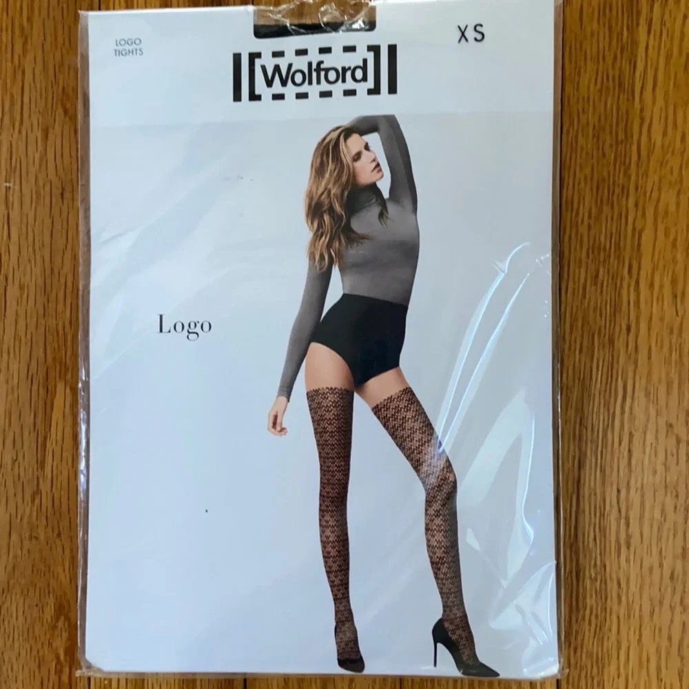 Wolford Logo Tights – Iconic “W” Print – XS NWT